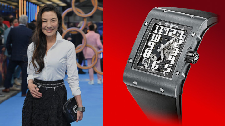 London MCU screening of Shang-Chi and the Legend of the Ten Rings Michelle Yeoh sporting Richard Mille RM016 Automatic Extra Flat