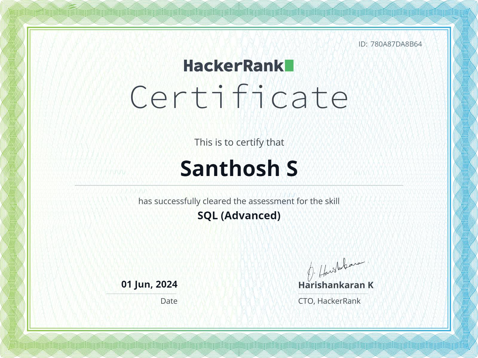 SQL Advanced Certification