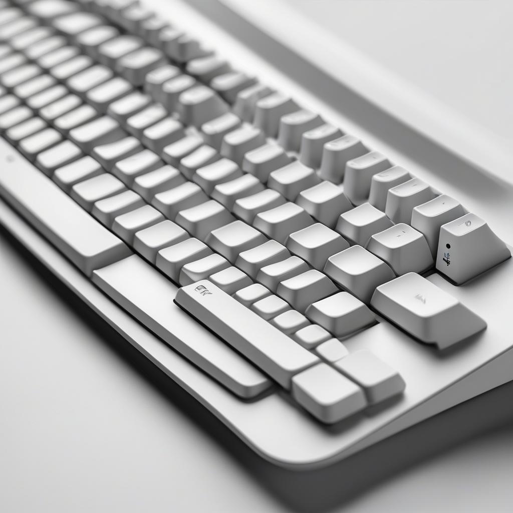 A sleek, modern white USB keyboard with a minimalist design, showcasing its keys and features on a clean, light background.