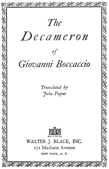 The Decameron of Giovanni Boccaccio