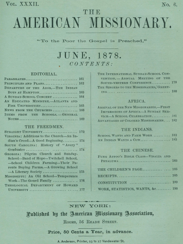 The American Missionary — Volume 32, No. 06, June, 1878