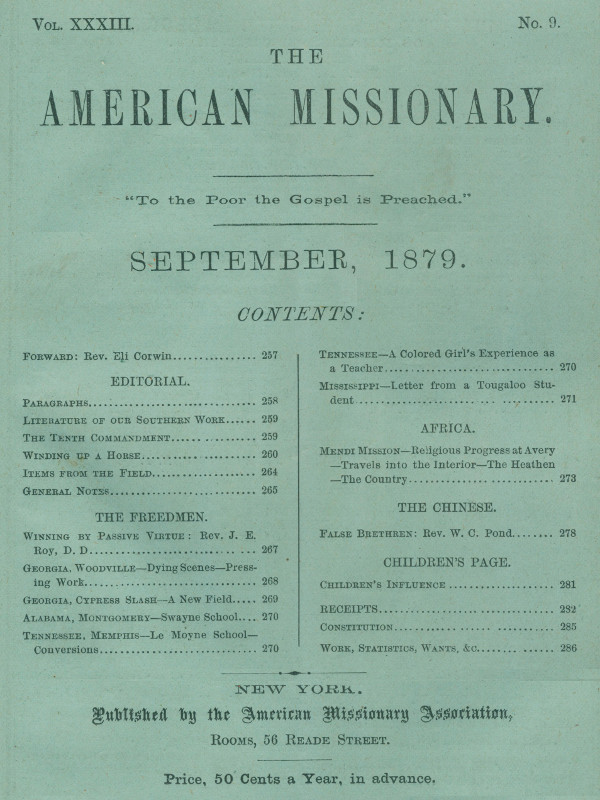 The American Missionary — Volume 33, No. 09, September, 1879