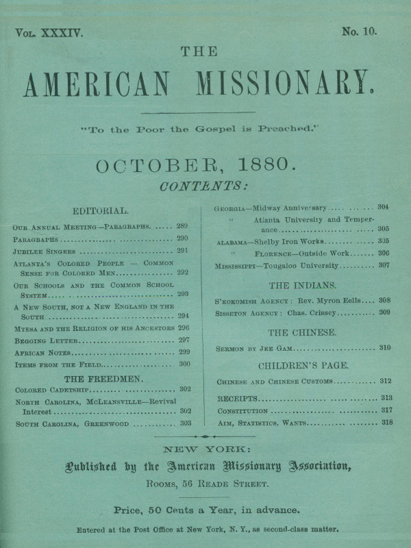 The American Missionary — Volume 34, No. 10, October, 1880