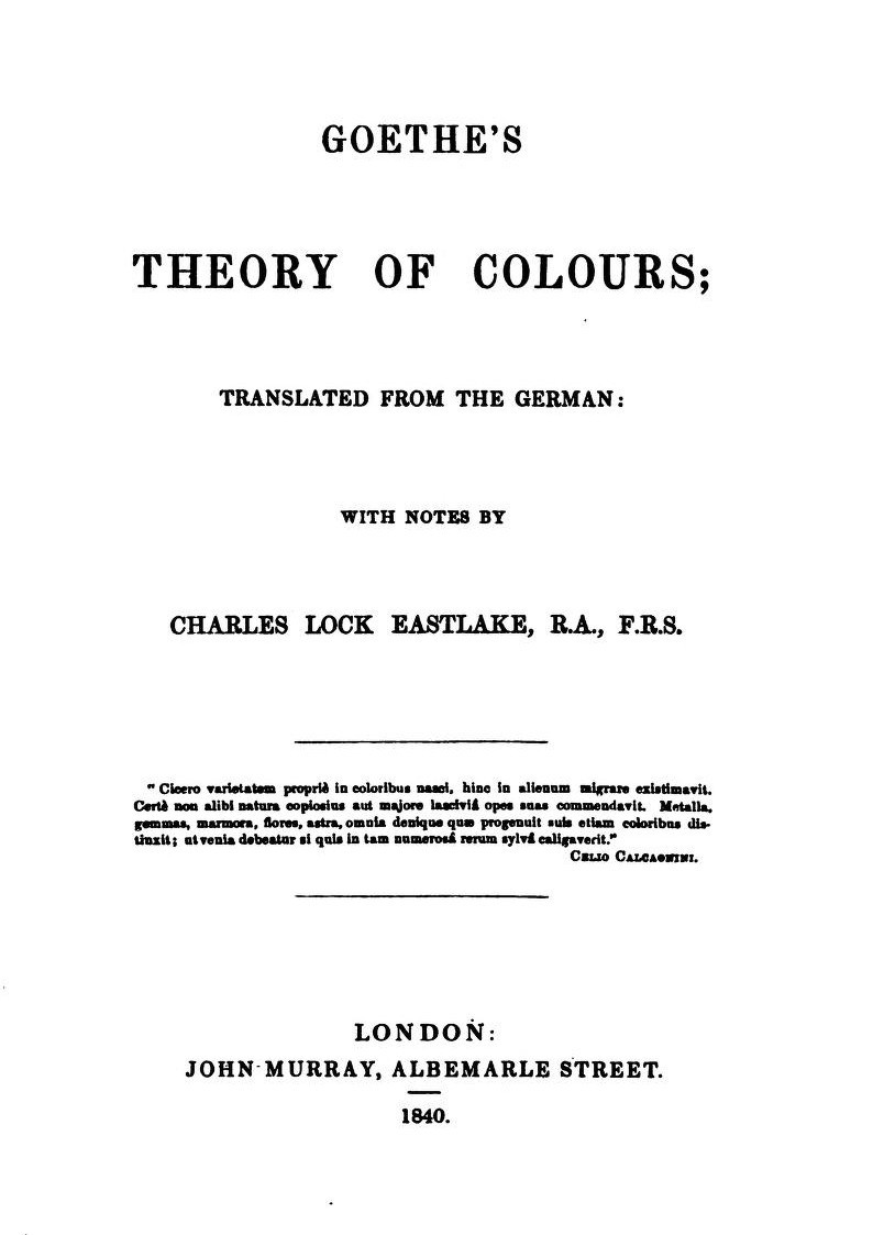 Goethe's Theory of Colours