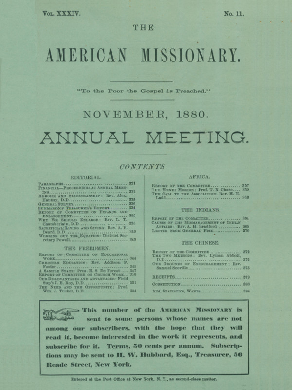 The American Missionary, Volume 34, No. 11, November 1880