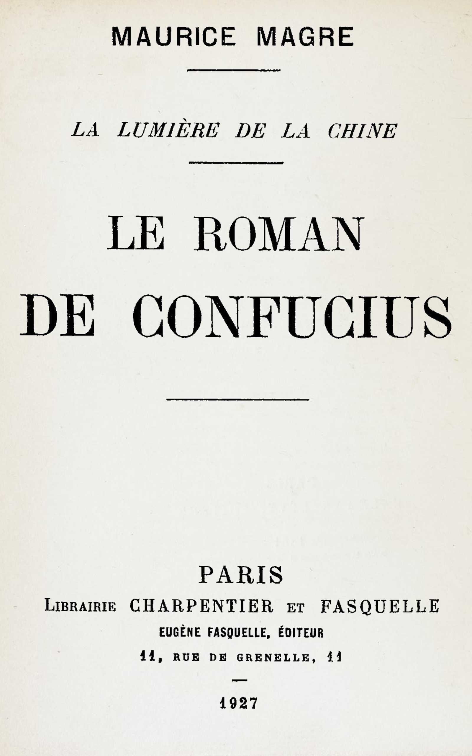 Le roman de Confucius