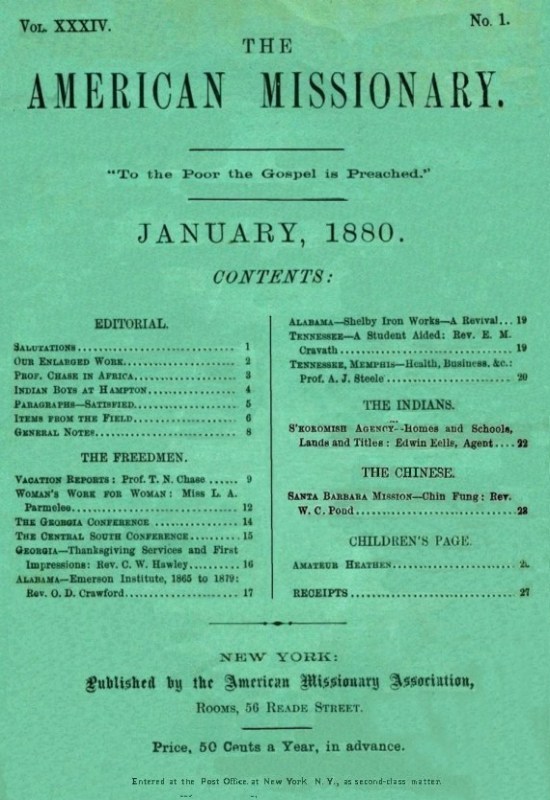 The American Missionary — Volume 34, No. 1, January, 1880