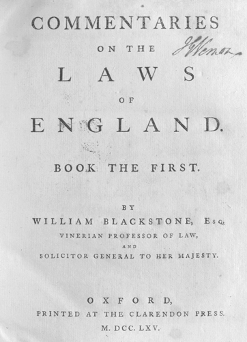 Commentaries on the Laws of England, Book the First