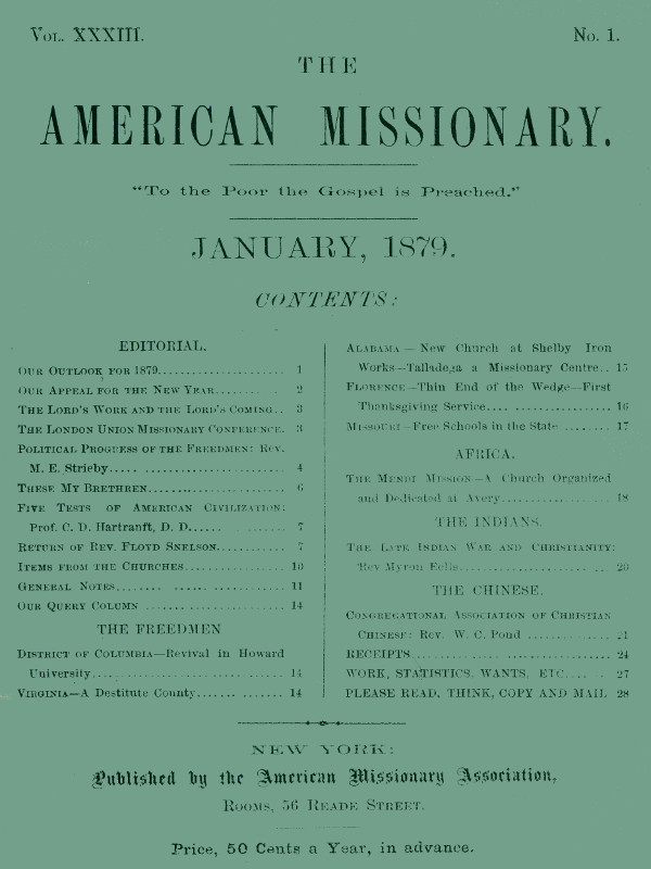 The American Missionary — Volume 33, No. 01, January 1879