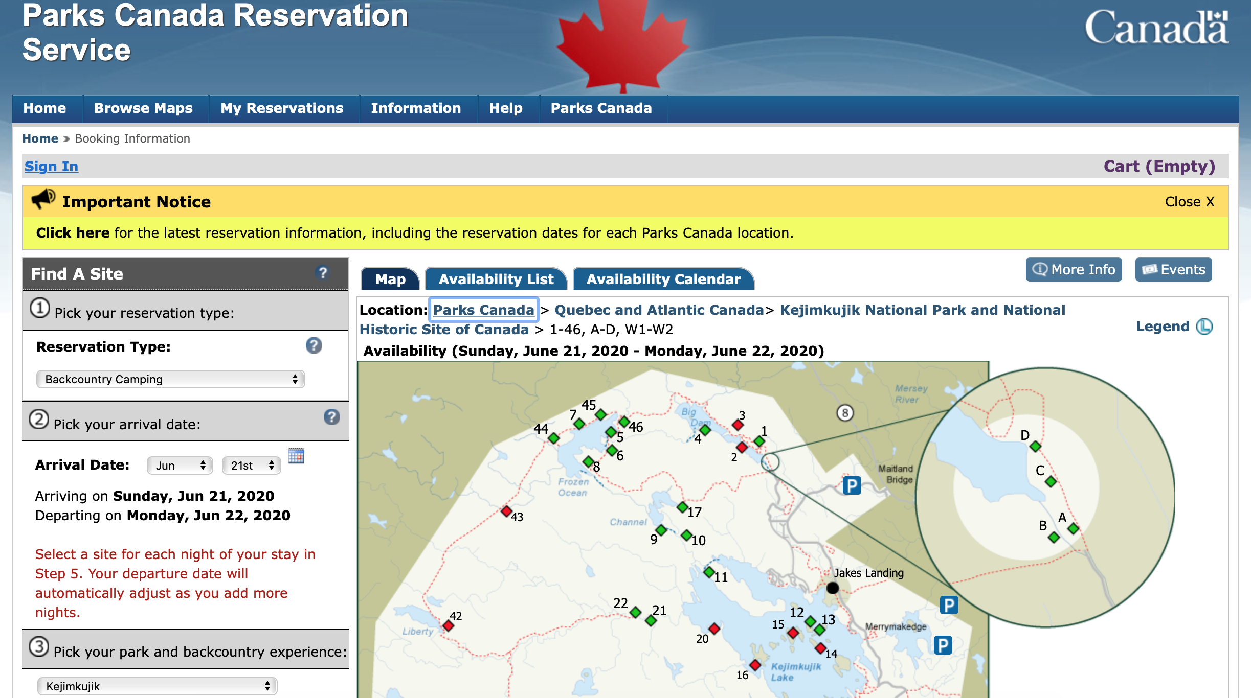 Parks Canada Backcountry Site Reservation Whynot