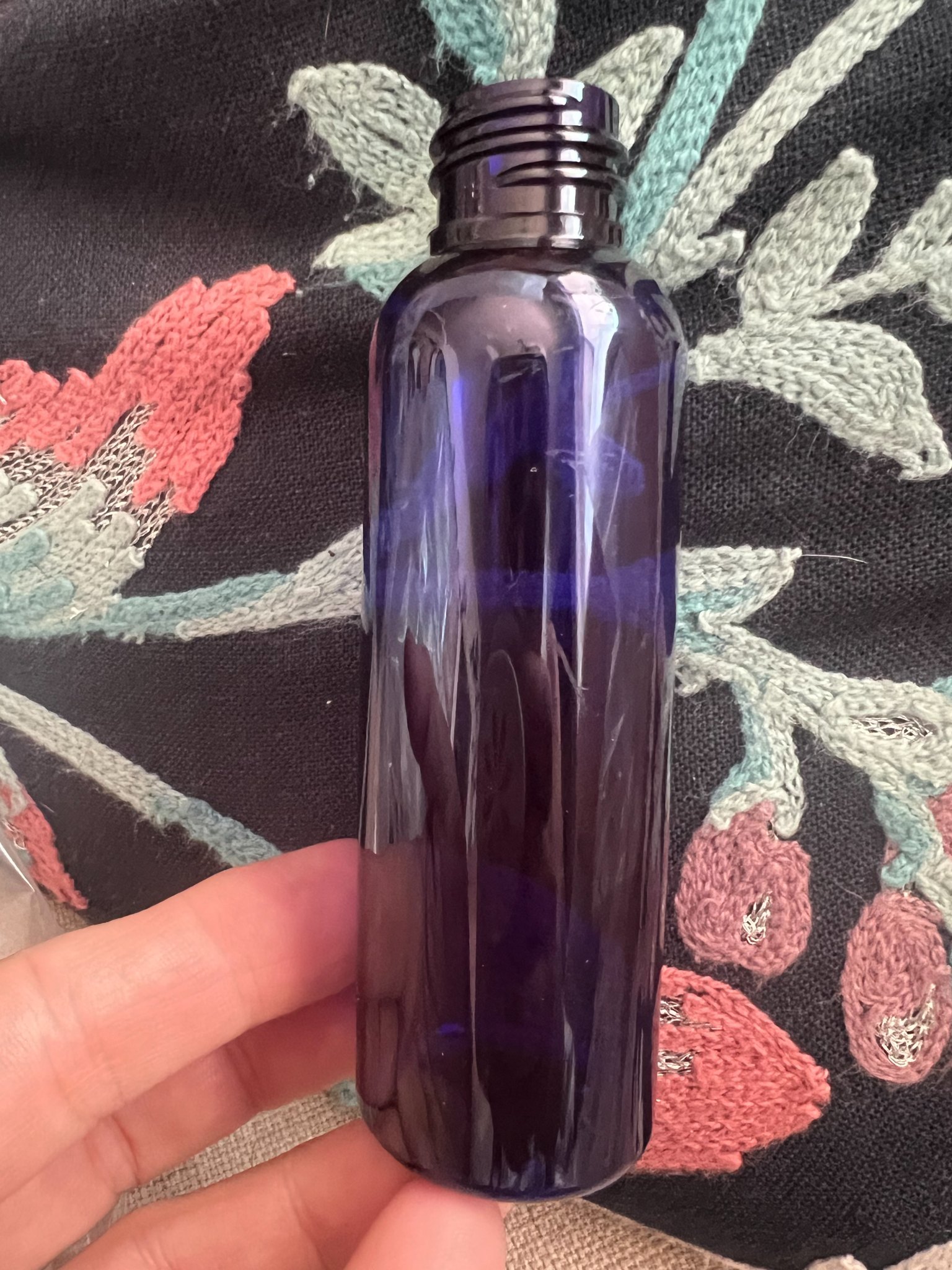 55 Cobalt Blue 2 oz / 60 mL Bullet Bottles with Black Flip-Top Caps – New