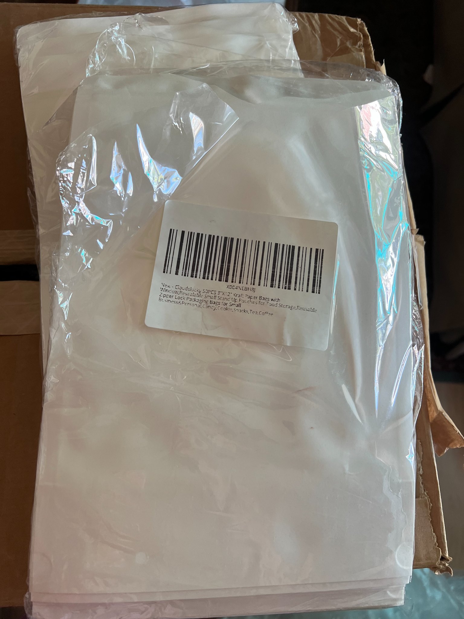 47 White Kraft Stand-Up Pouches with Window – 8" x 12" – Resealable Zipper preview 2