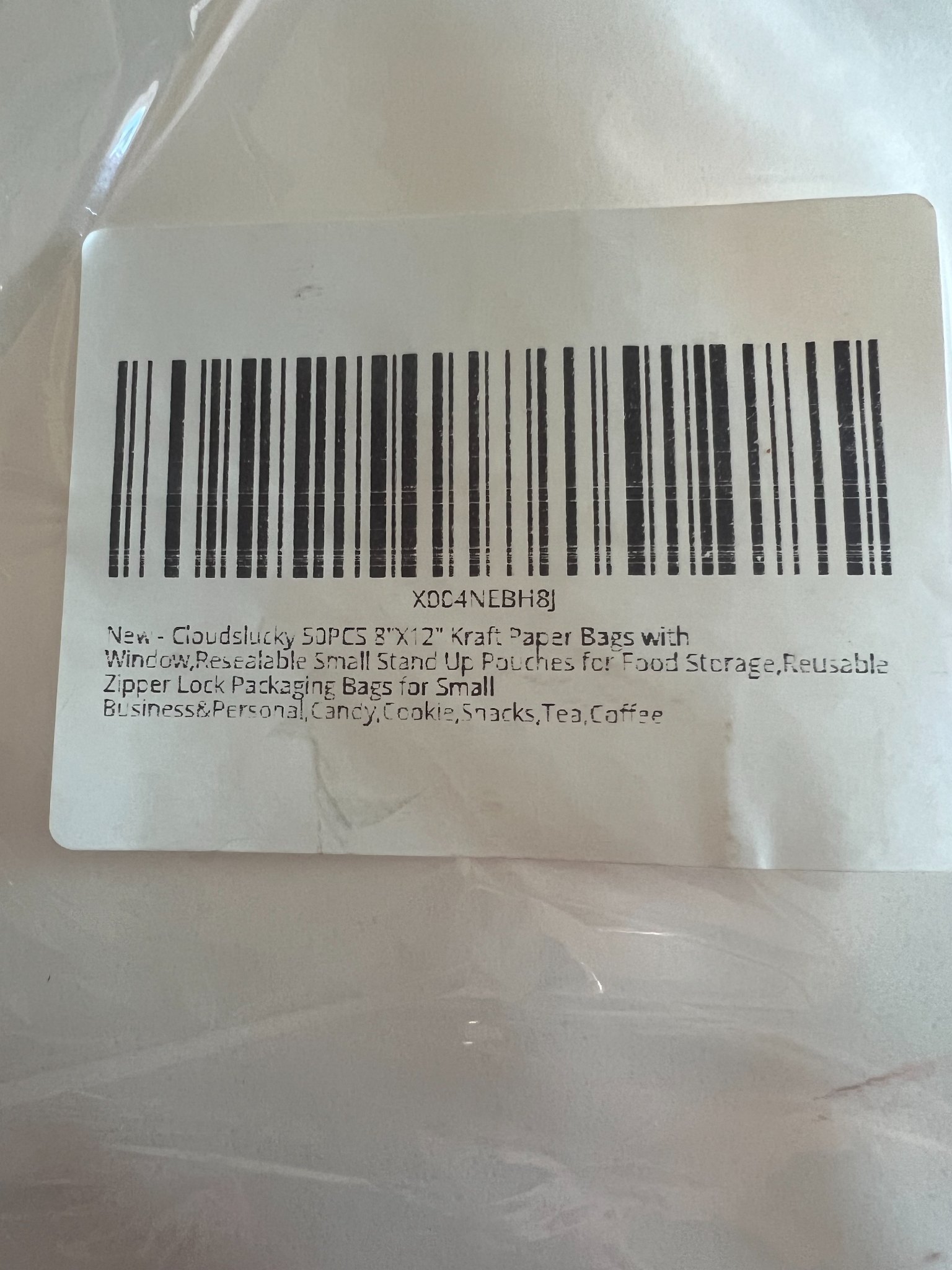 47 White Kraft Stand-Up Pouches with Window – 8" x 12" – Resealable Zipper preview 3