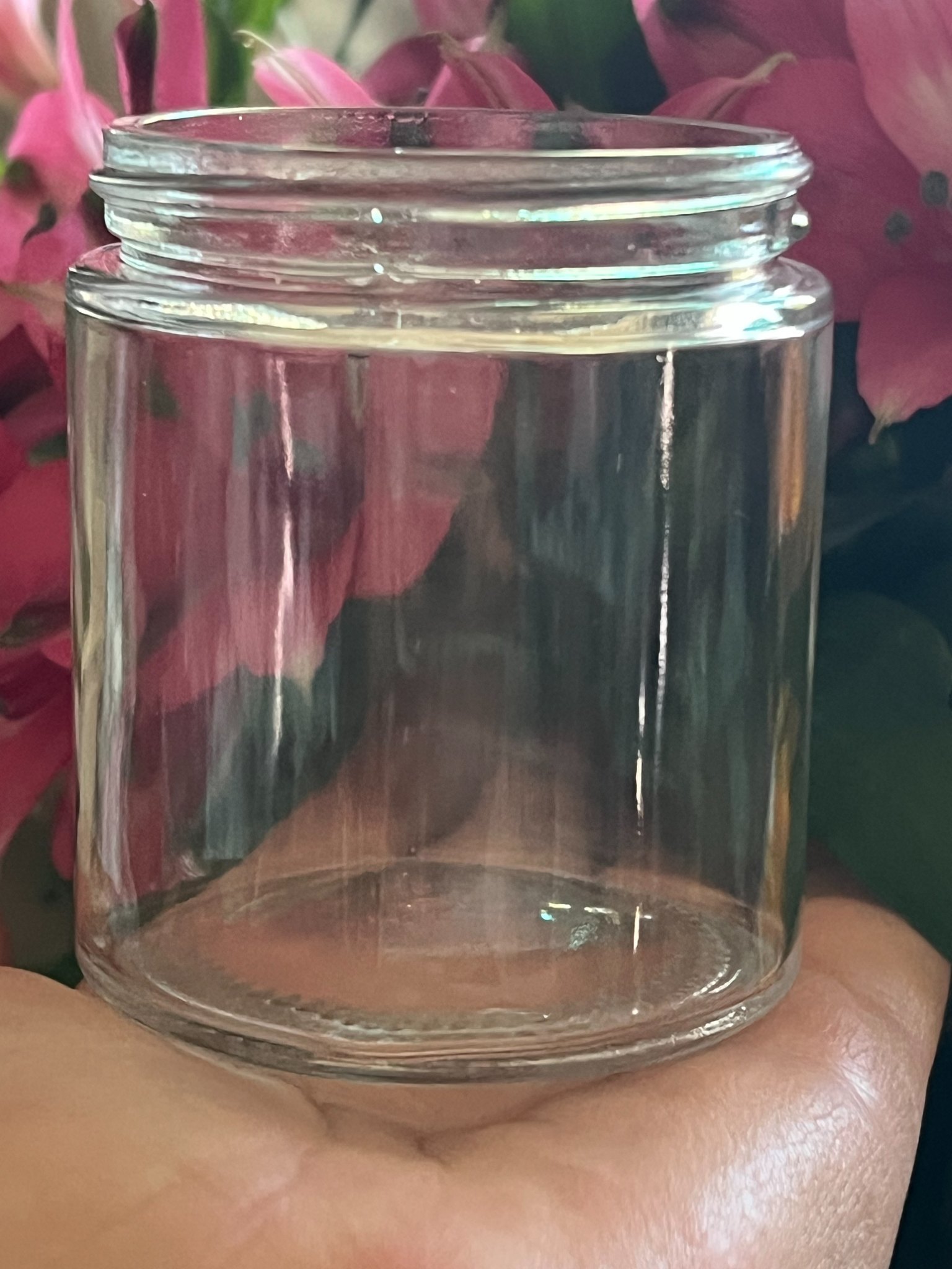 12 Clear 4 oz Glass Straight-Sided Jars – 58/400 – No Lids