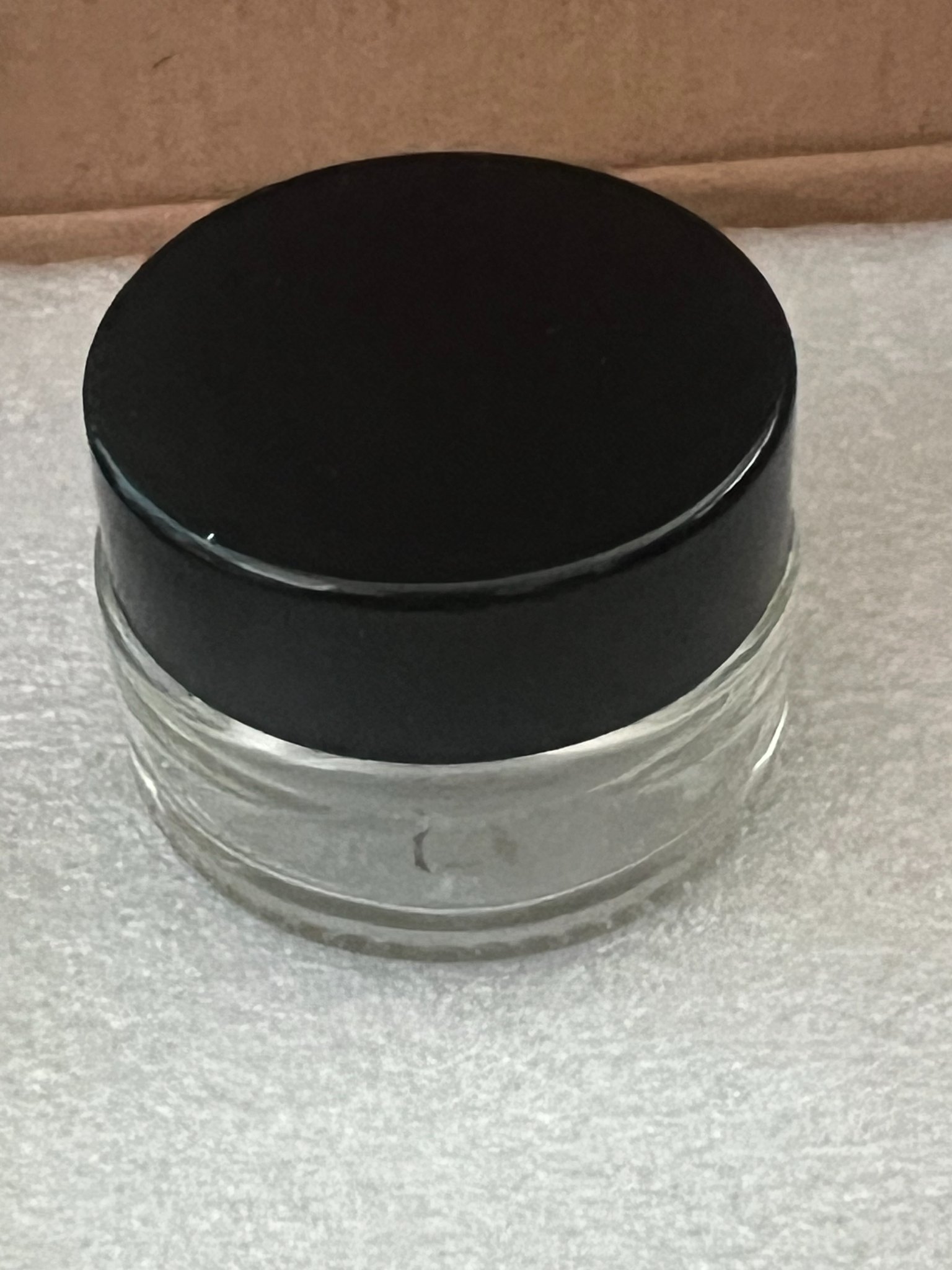12 Vivaplex ½ oz Clear Glass Cosmetic Jars with Black Lids & Inner Liners