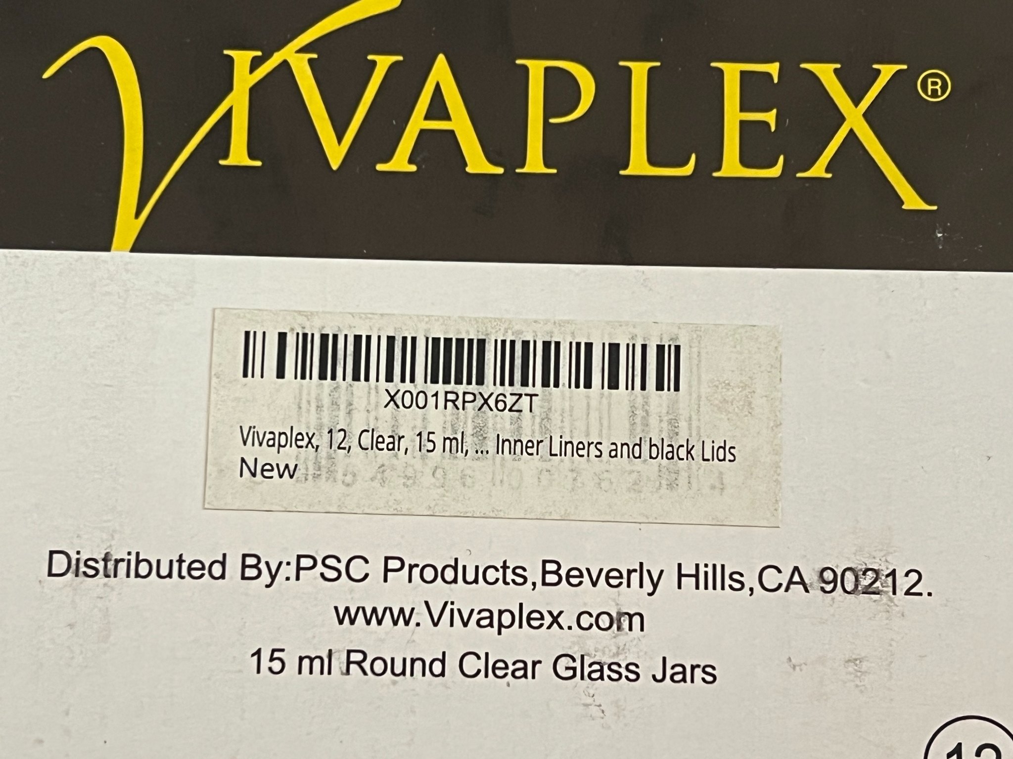 12 Vivaplex ½ oz Clear Glass Cosmetic Jars with Black Lids & Inner Liners preview 2