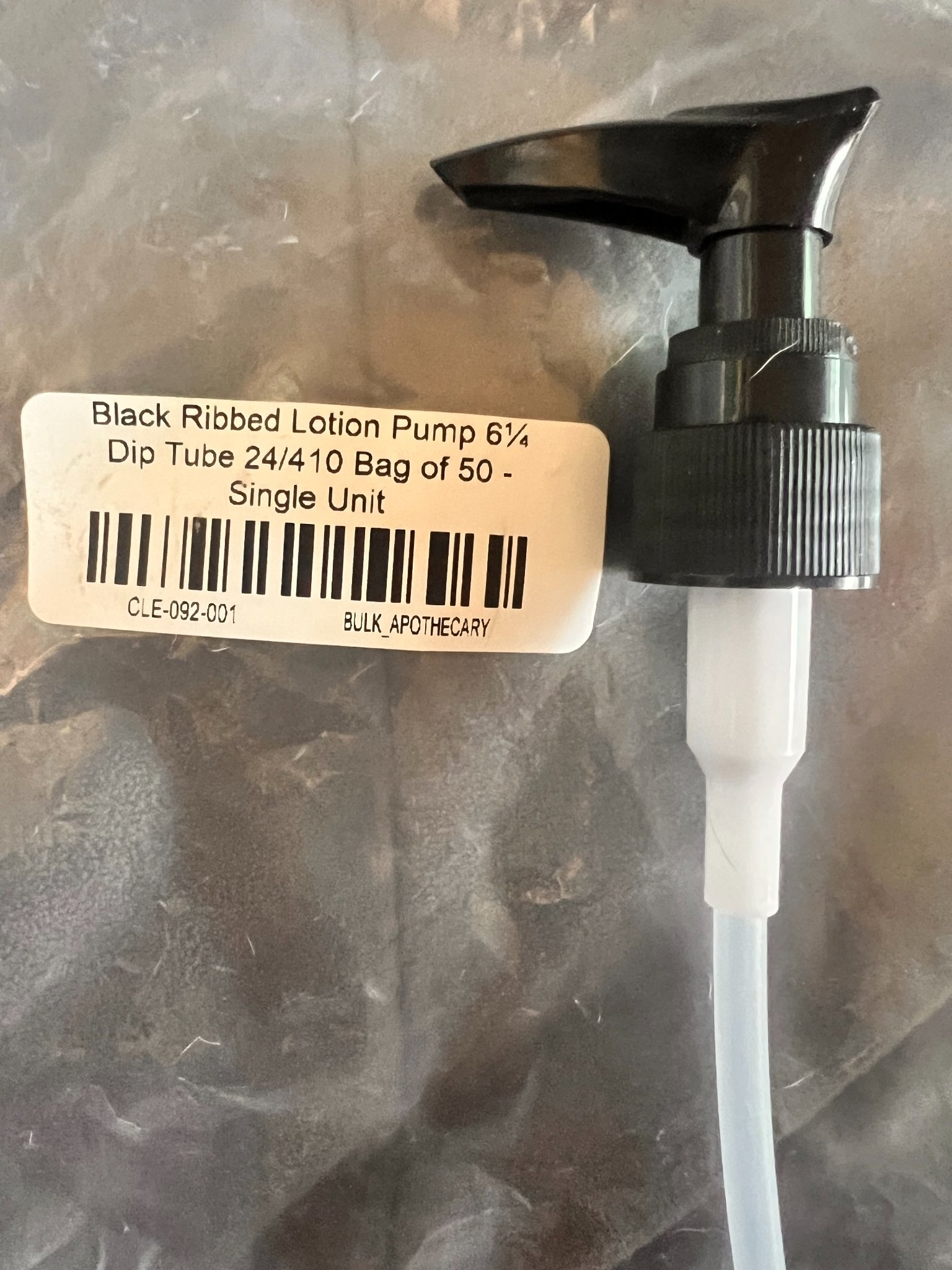 491 Black Lotion Pumps 24/410 – 6¼" Dip Tubes – Bulk Apothecary