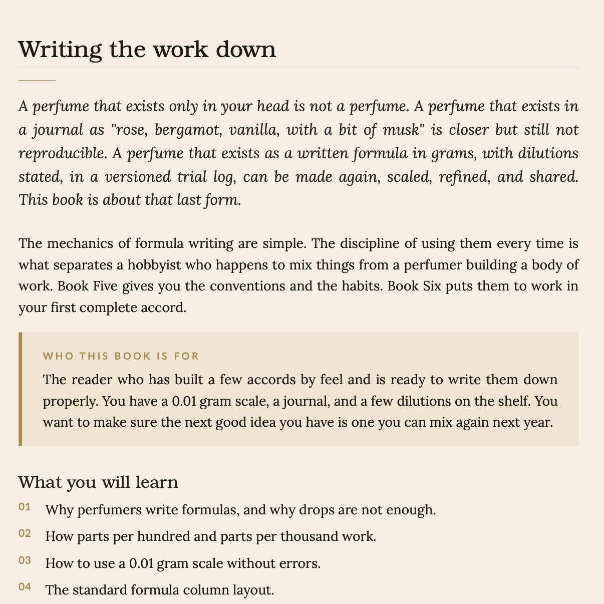 Book 5 - THE SELF GUIDED PERFUMERY STUDIO - Formula Writing and Measuring preview 2