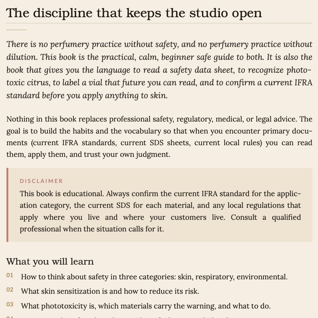 Book 3 - THE SELF GUIDED PERFUMERY STUDIO - Safety, Dilution, and Responsible Handling preview 2