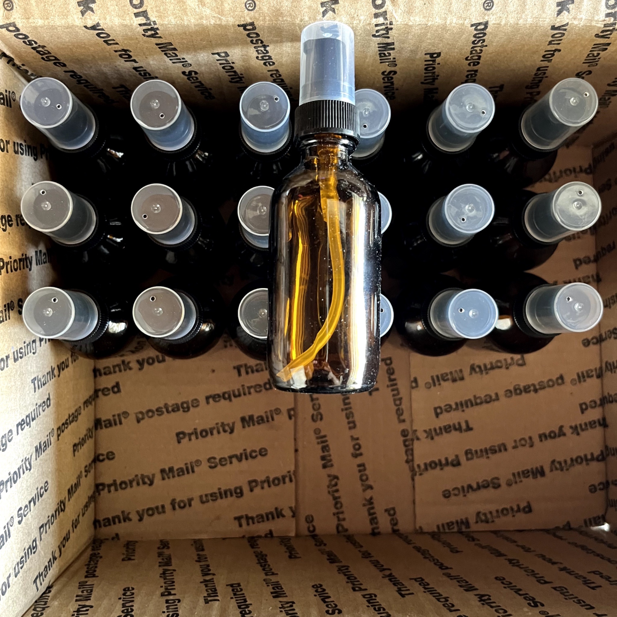 Treatment pumps, 2oz, Amber Boston round - lots of 6