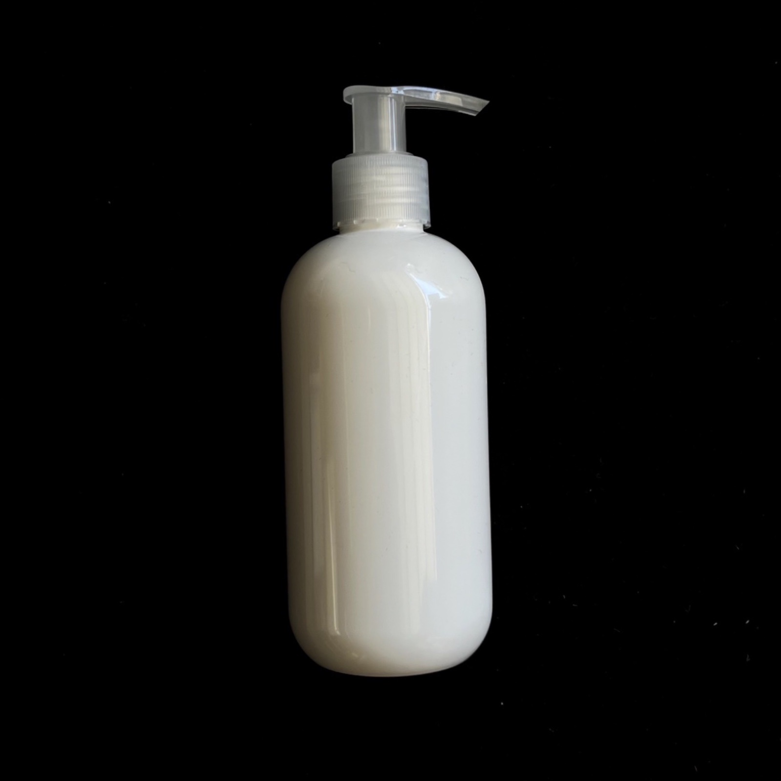 Ten - 8 oz white PET plastic boston round bottles with Natural Dispensing Pump, 24mm 24-410