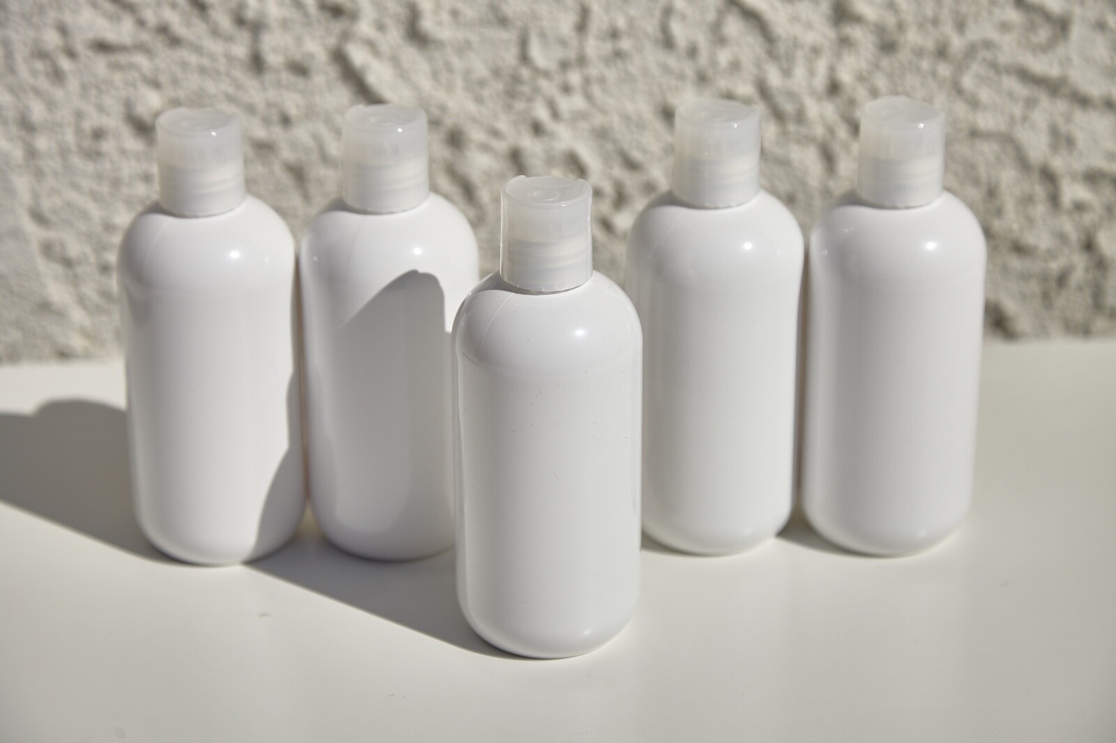 8 oz white bottle for lotion, shampoo, conditioner, etc - Disk top cap - Lot of 10
