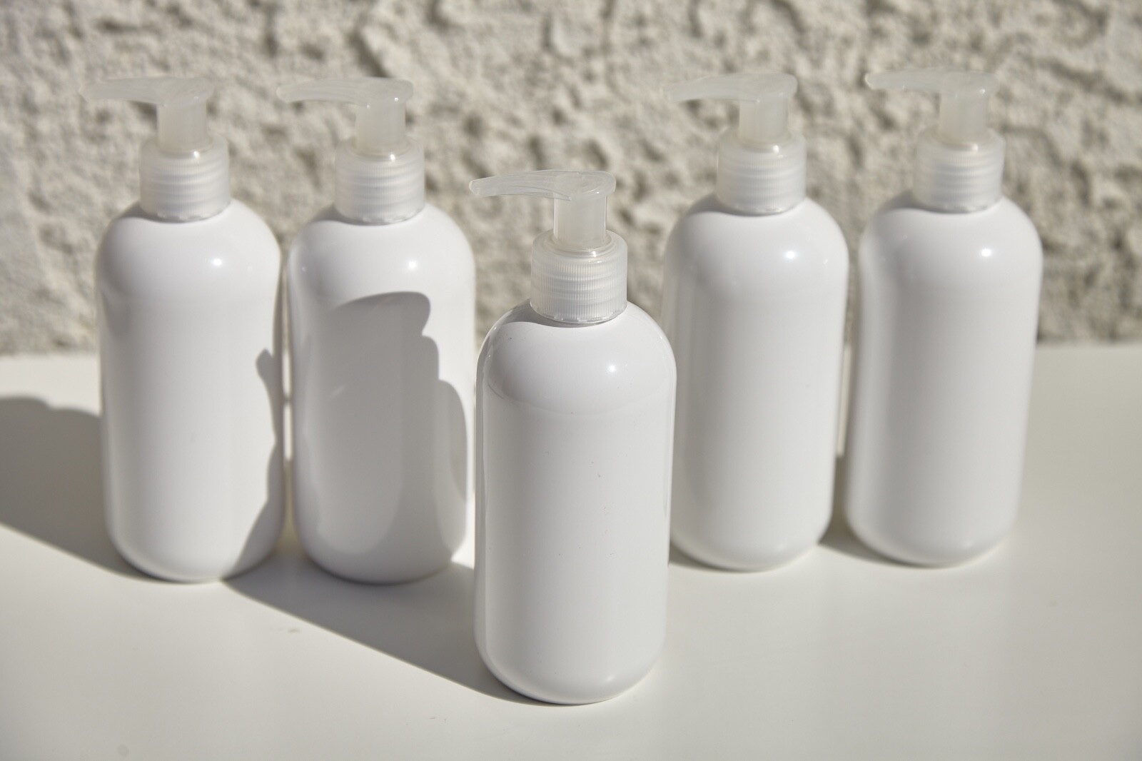 Ten - 8 oz white PET plastic boston round bottles with Natural Dispensing Pump, 24mm 24-410 preview 4