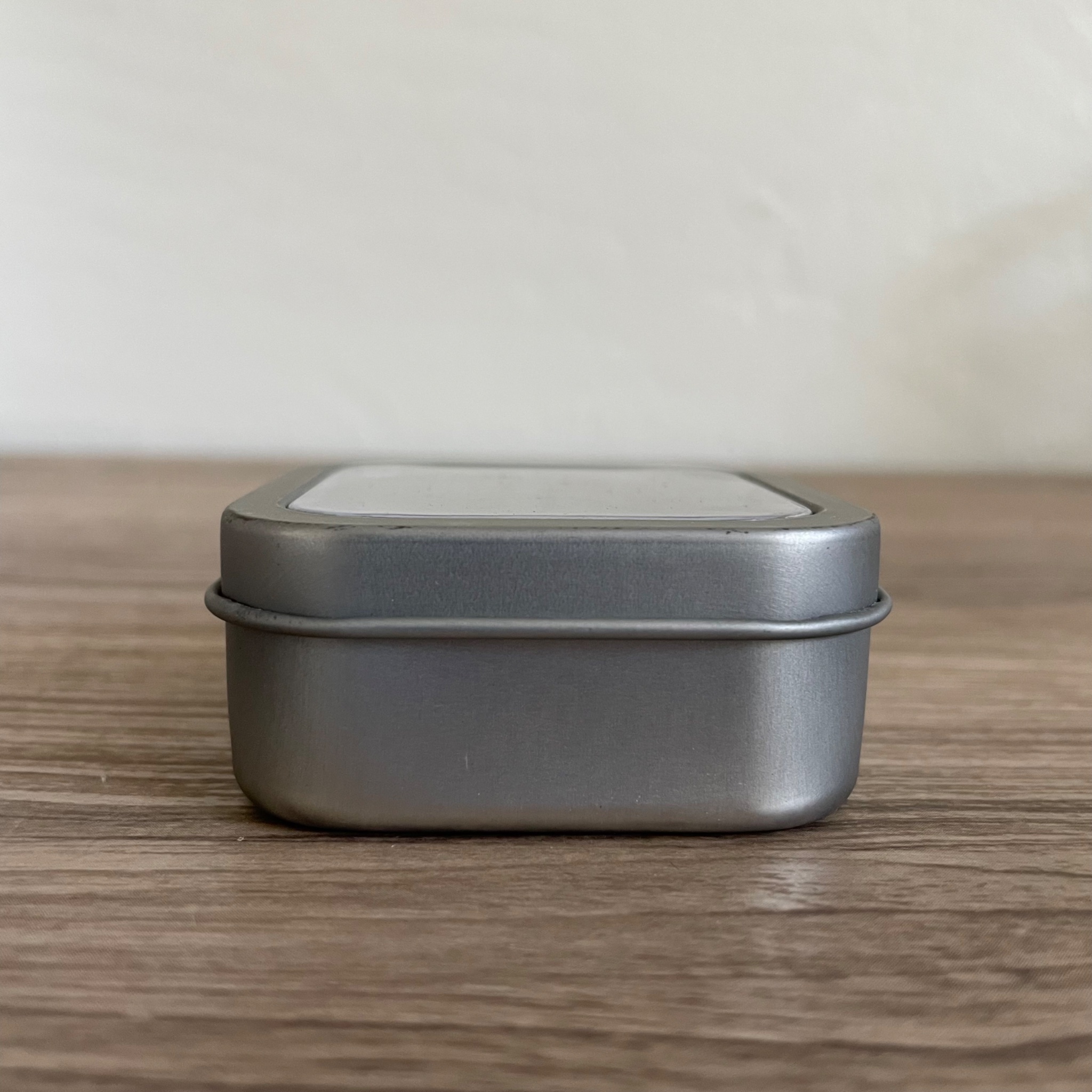 Silver square cube shallow window top tin container 2 oz preview 3
