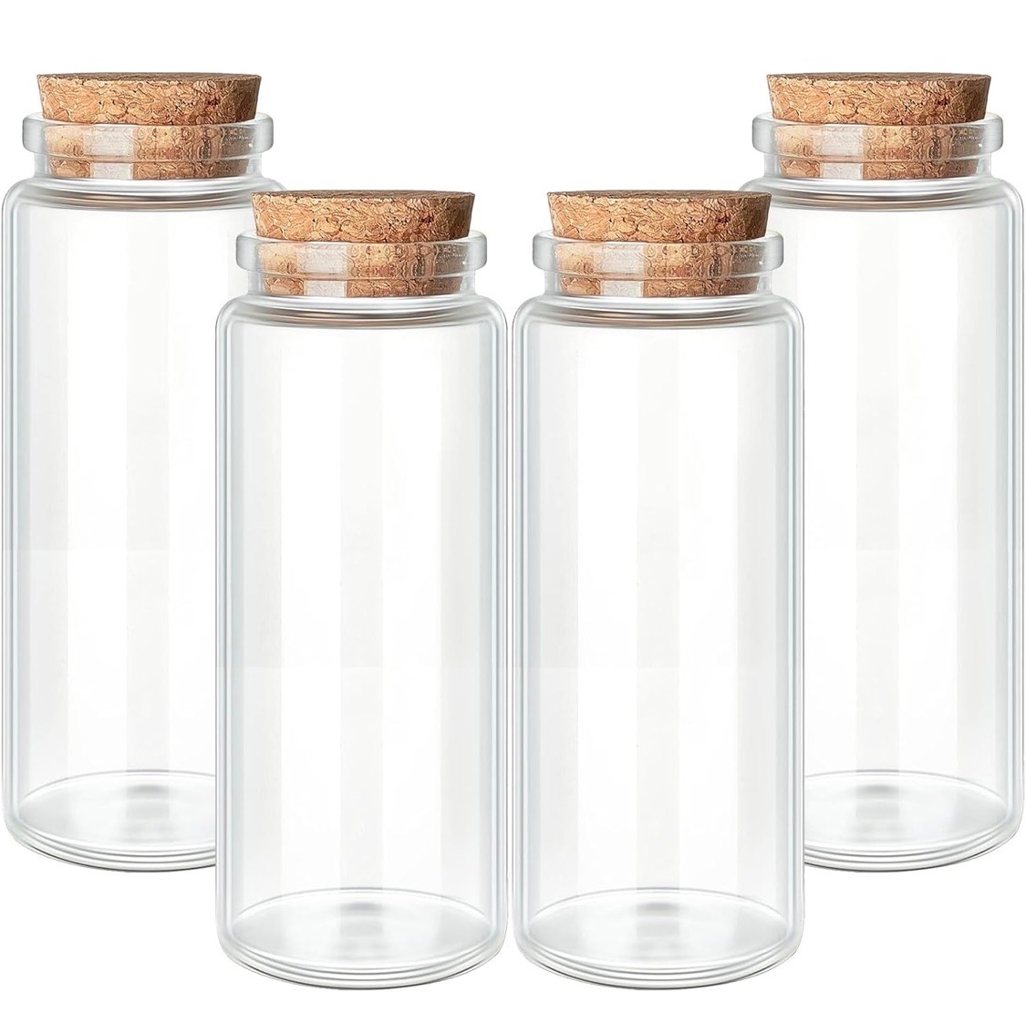 5 oz Glass Bottles with Cork Lid, Pack of 4