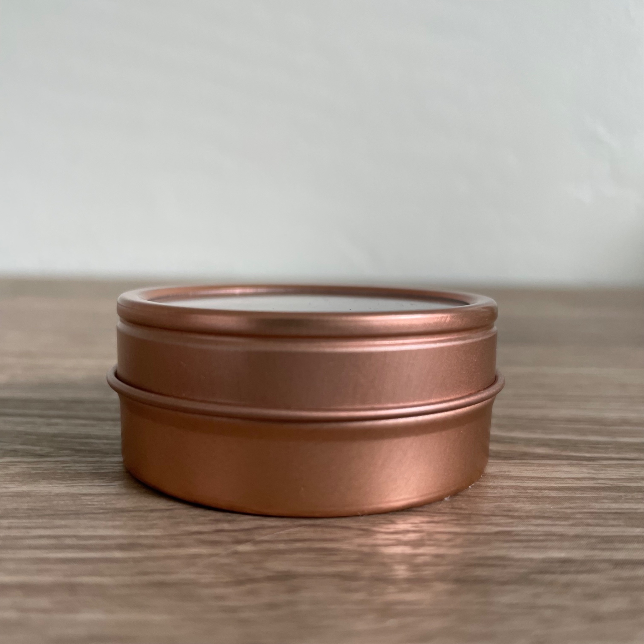 1 oz. Rose Gold shallow Round Window top Tins preview 3