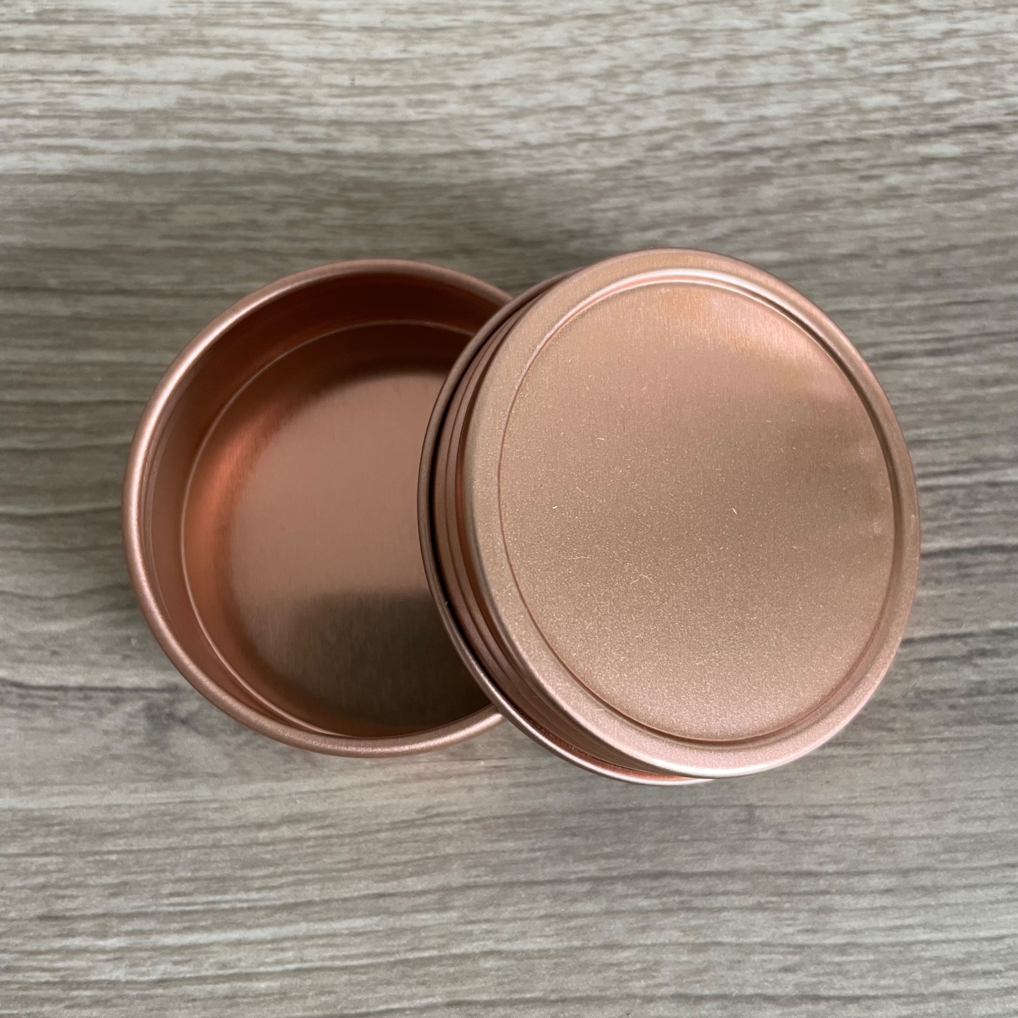 1 oz. Rose Gold Shallow Round Screw Top Tin container, Pack of 18 preview 2