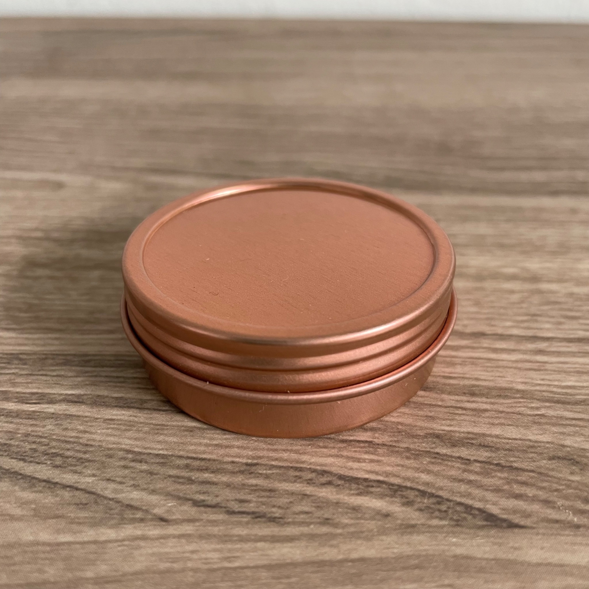 2 oz. Rose Gold Shallow Round Screw Top Tin Container, Pack of 18