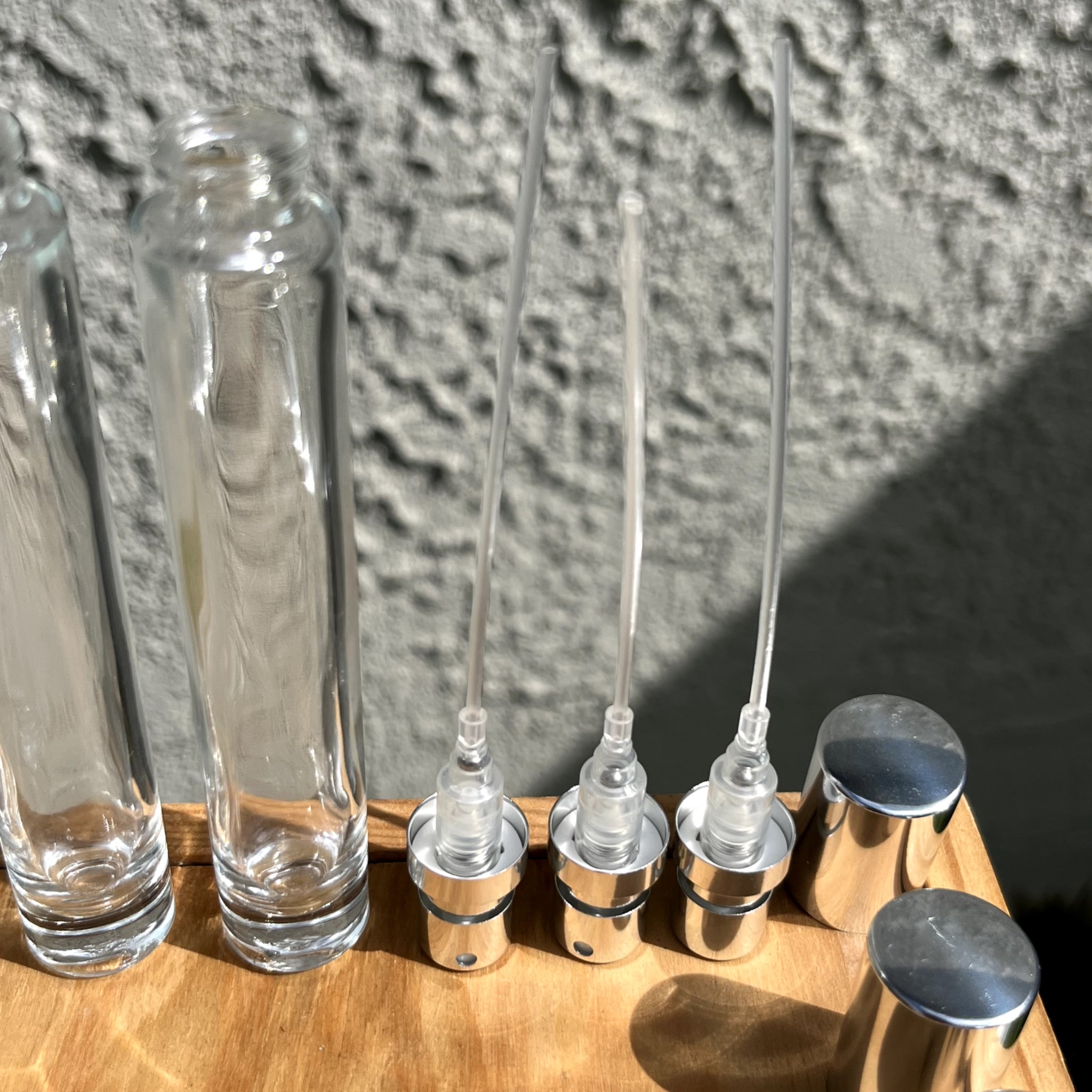 5x 10ml Cylindrical Perfume Bottles (Crimp Neck) + Atomizers, Collars & Caps preview 5