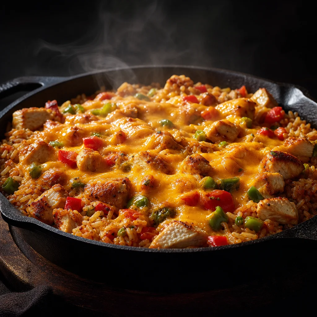 Cheesy Chicken and Rice Skillet