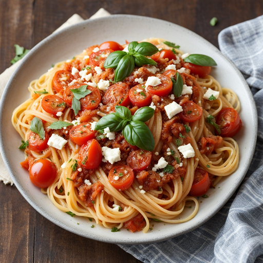 Linguine with Feta Tomato Sauce