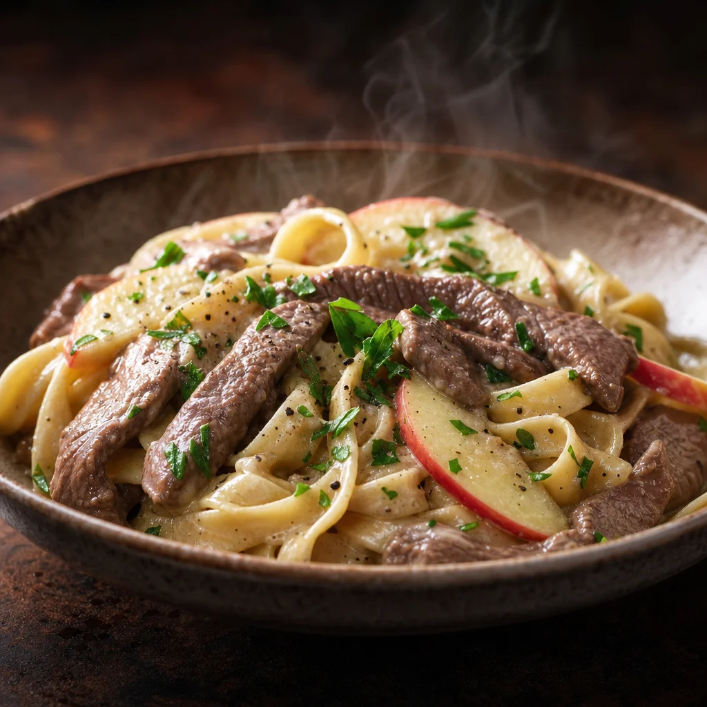 Apple Beef Fettuccine