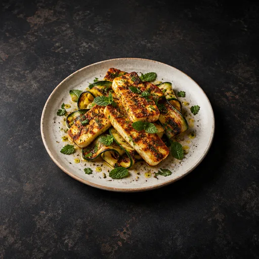 Halloumi nach türkischer Art mit gegrillter Zucchini und Minze