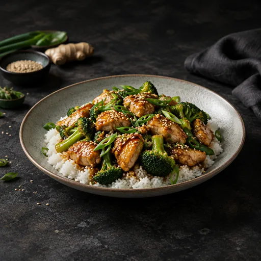 Reis-Bowls mit Ingwer-Frühlingszwiebel-Hähnchen und Brokkoli