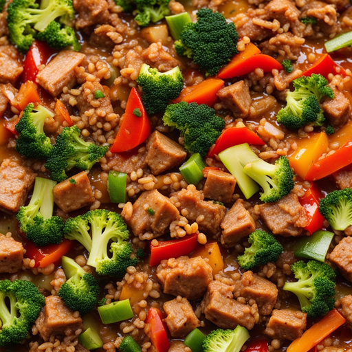 Porc sauté et légumes mélangés