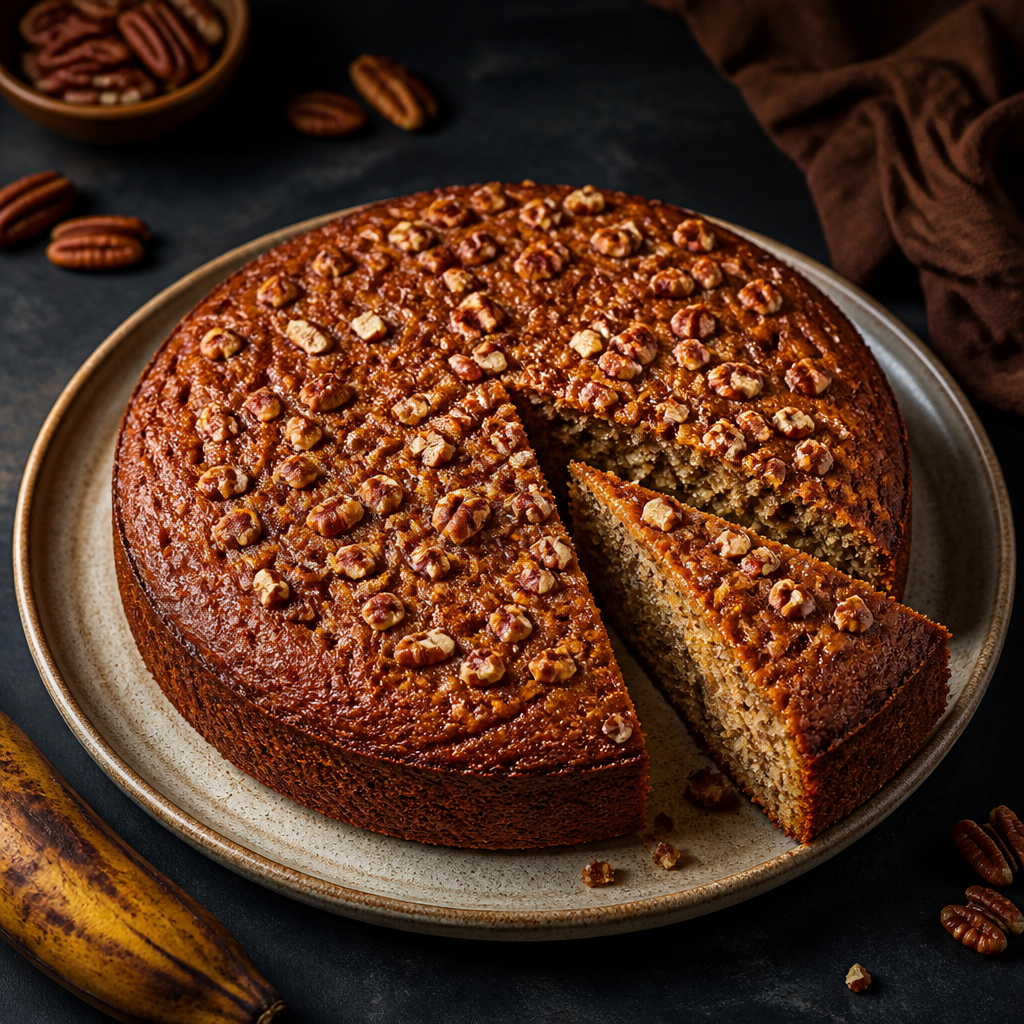 Gâteau aux plantains et aux pacanes