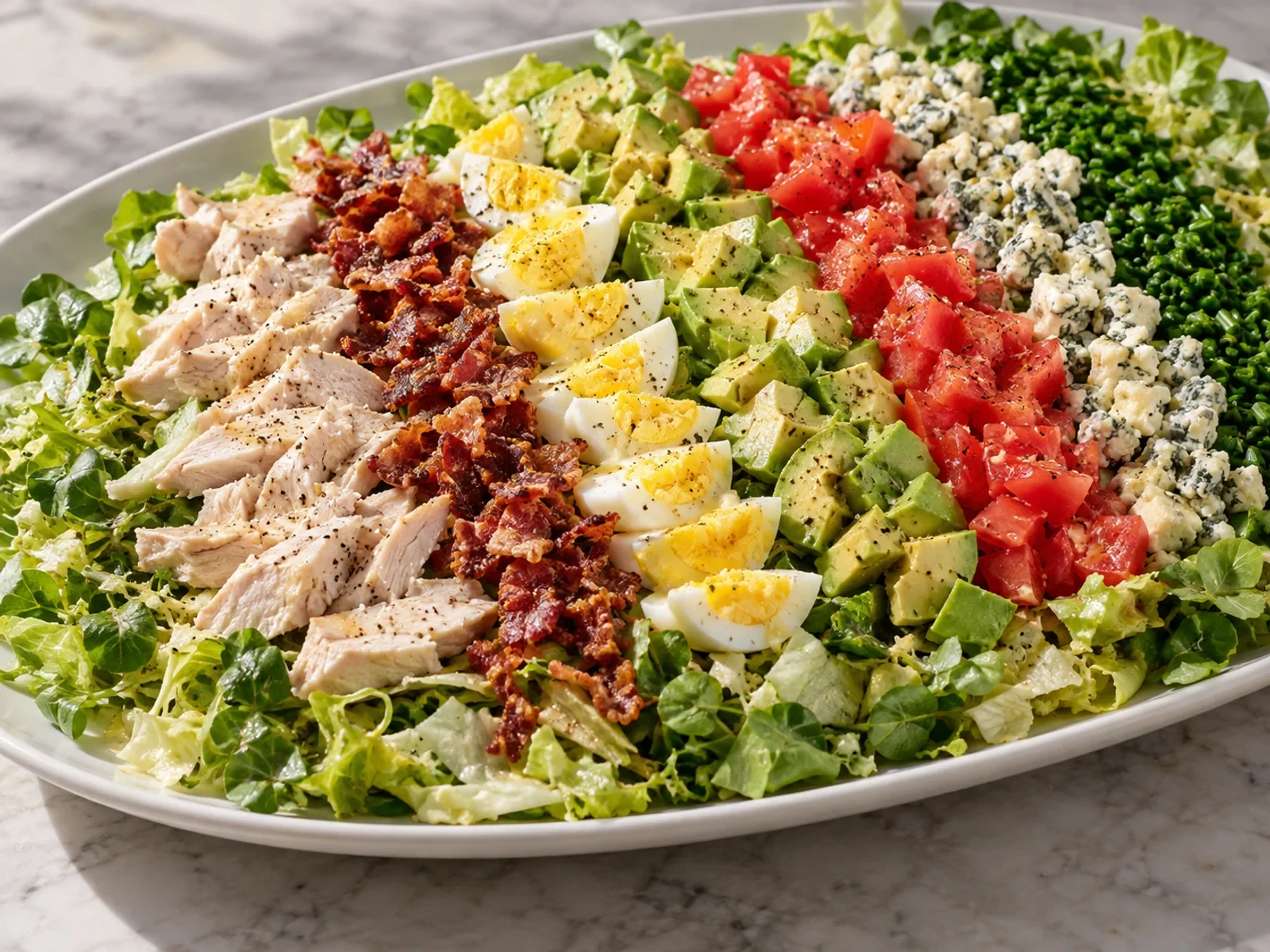 Brown Derby Cobb Salatası bitmiş yemek görünümü