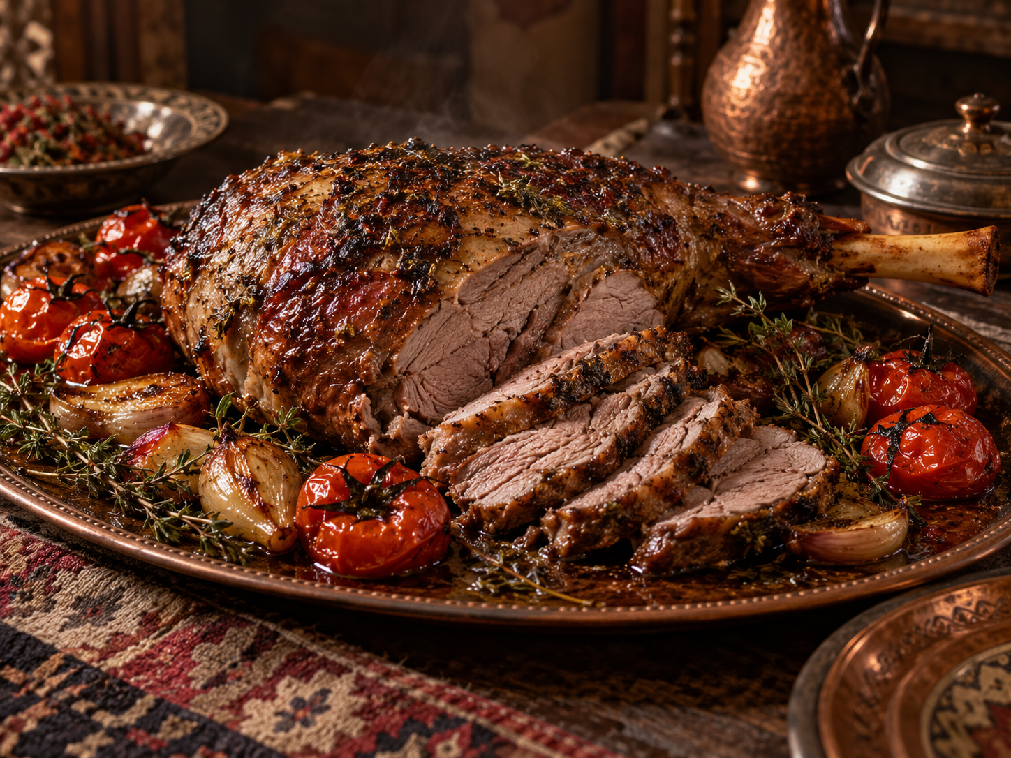 Dila Hanım — Kuzu But Sofrası bitmiş yemek görünümü