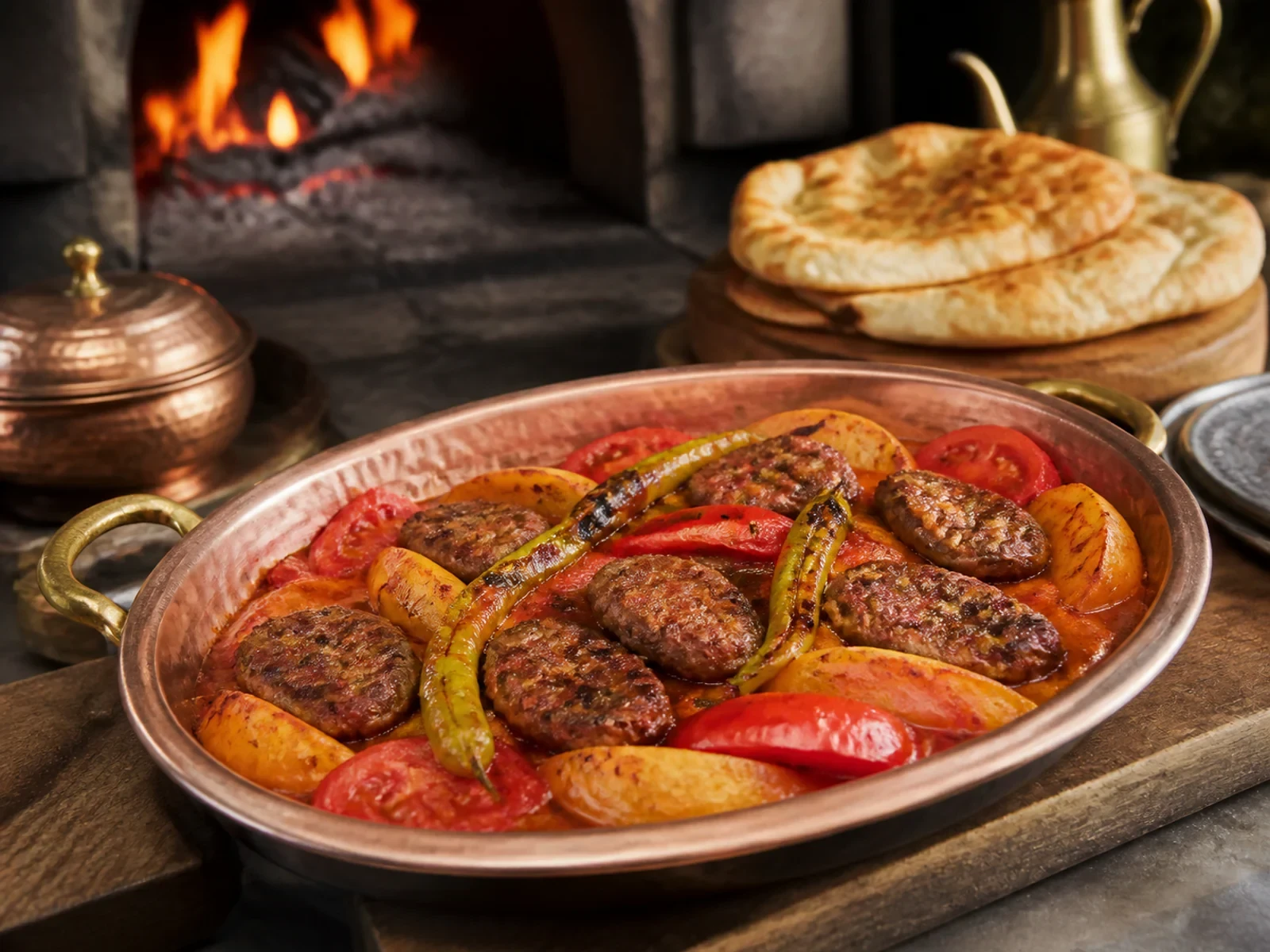 Ev Fırınında Patatesli Domates Soslu İzmir Köfte