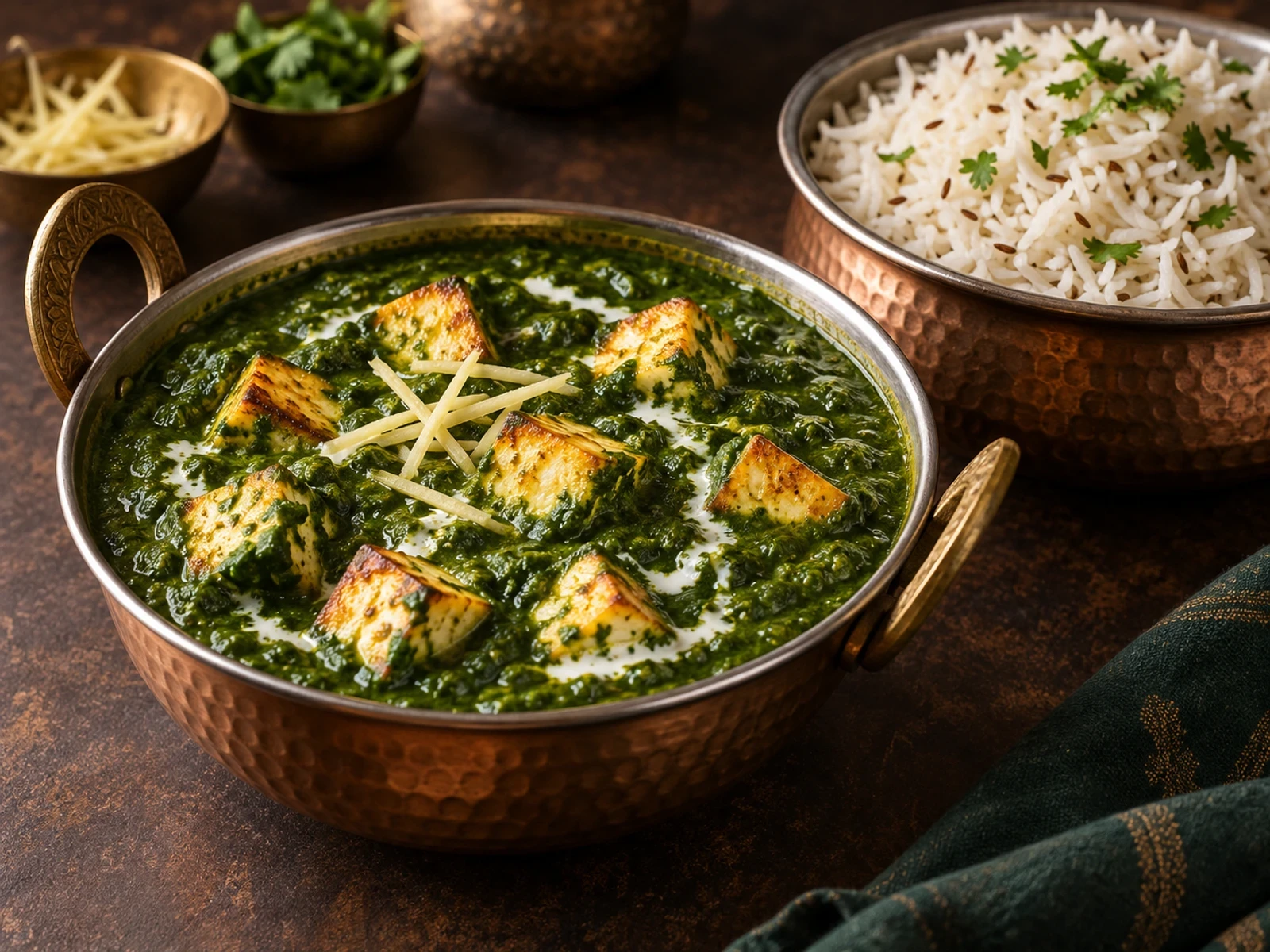 Hint Usulü Palak Paneer ve Kimyonlu Basmati