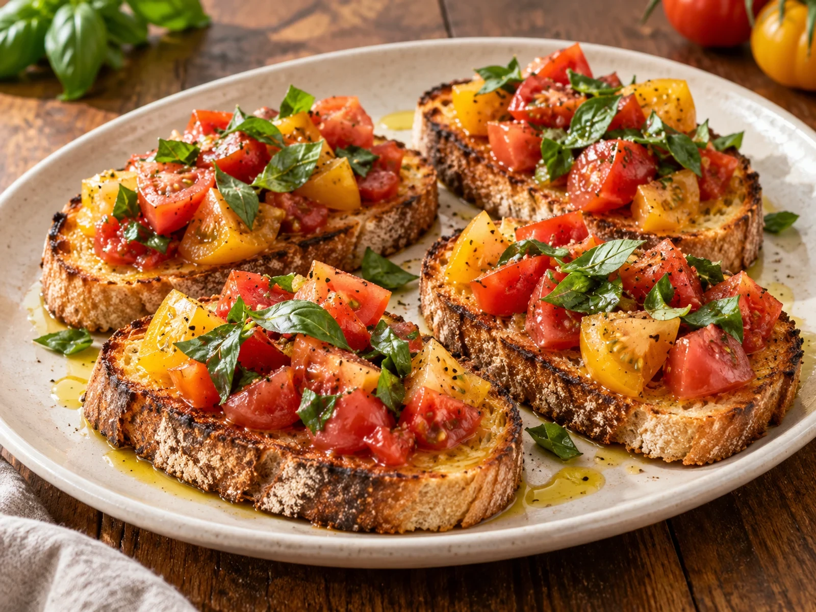Julie & Julia Esintili Domatesli Bruschetta — Ekran Yemekleri bitmiş yemek görünümü