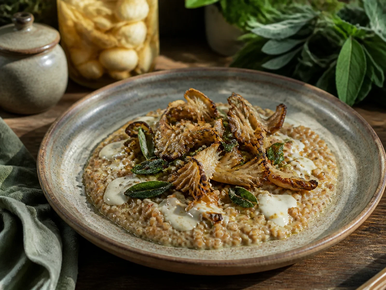Kaju Kremalı İstiridye Mantarlı Karabuğday Risottosu