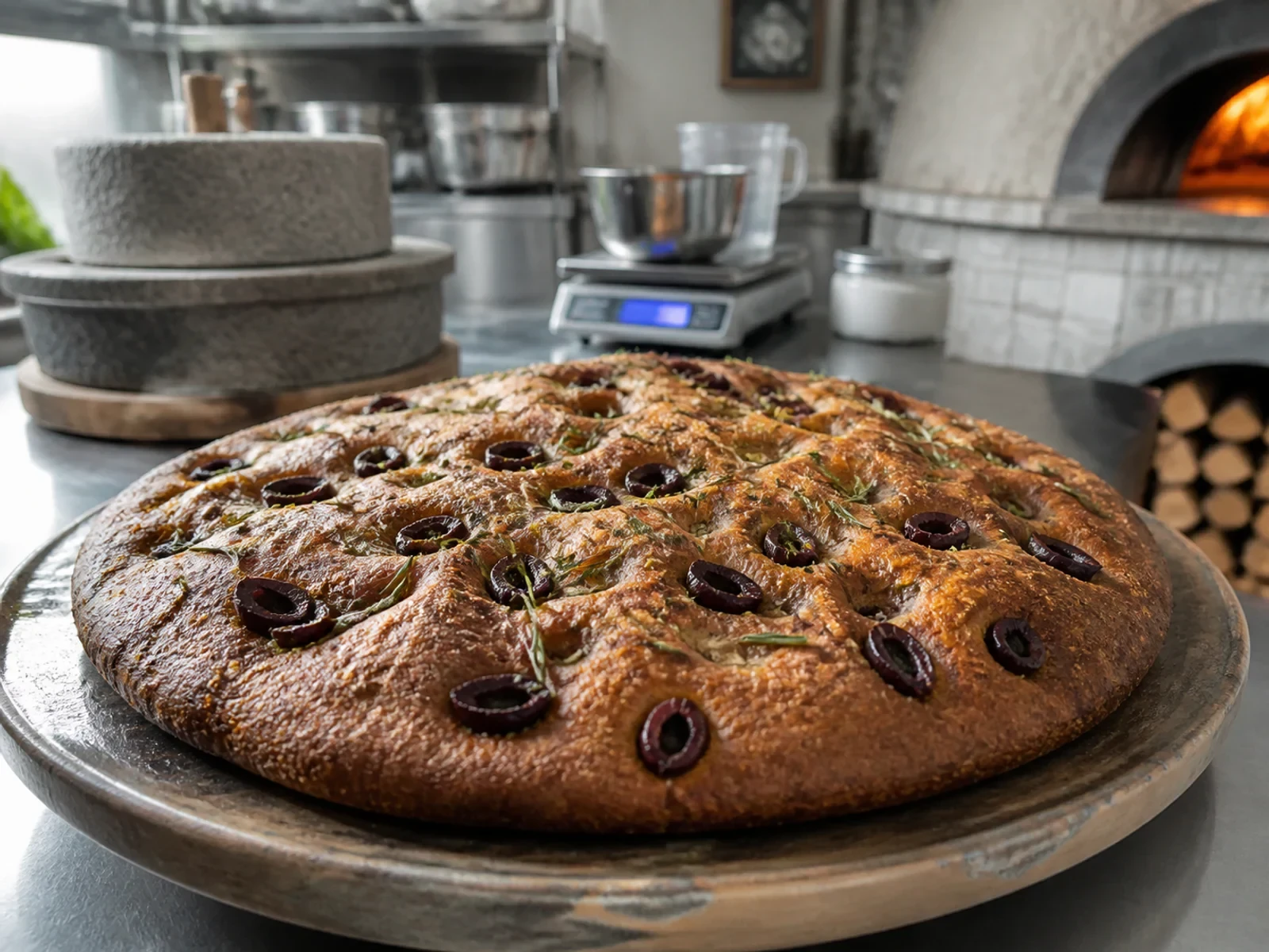 Karabuğday Dokunuşlu Zeytinli Biberiyeli Focaccia