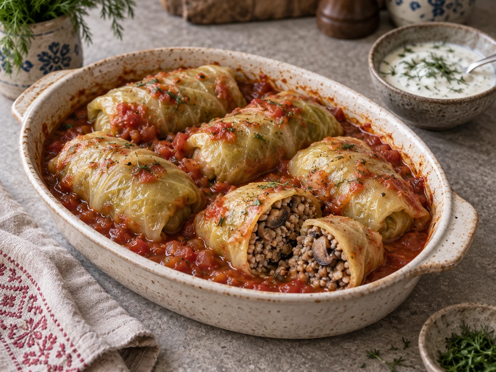 Karabuğdaylı Mantarlı Lahana Sarma