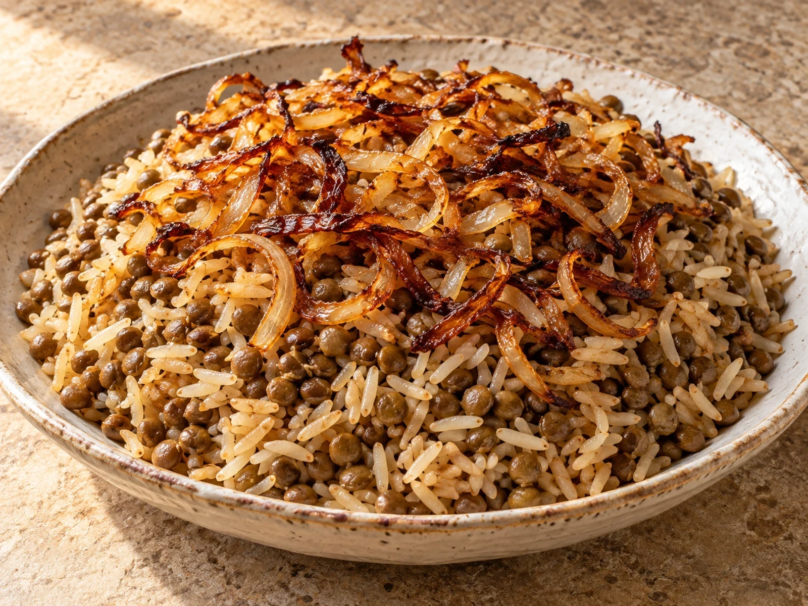 Lübnan Usulü Karamelize Soğanlı Mercimekli Pirinç Mücedderesi