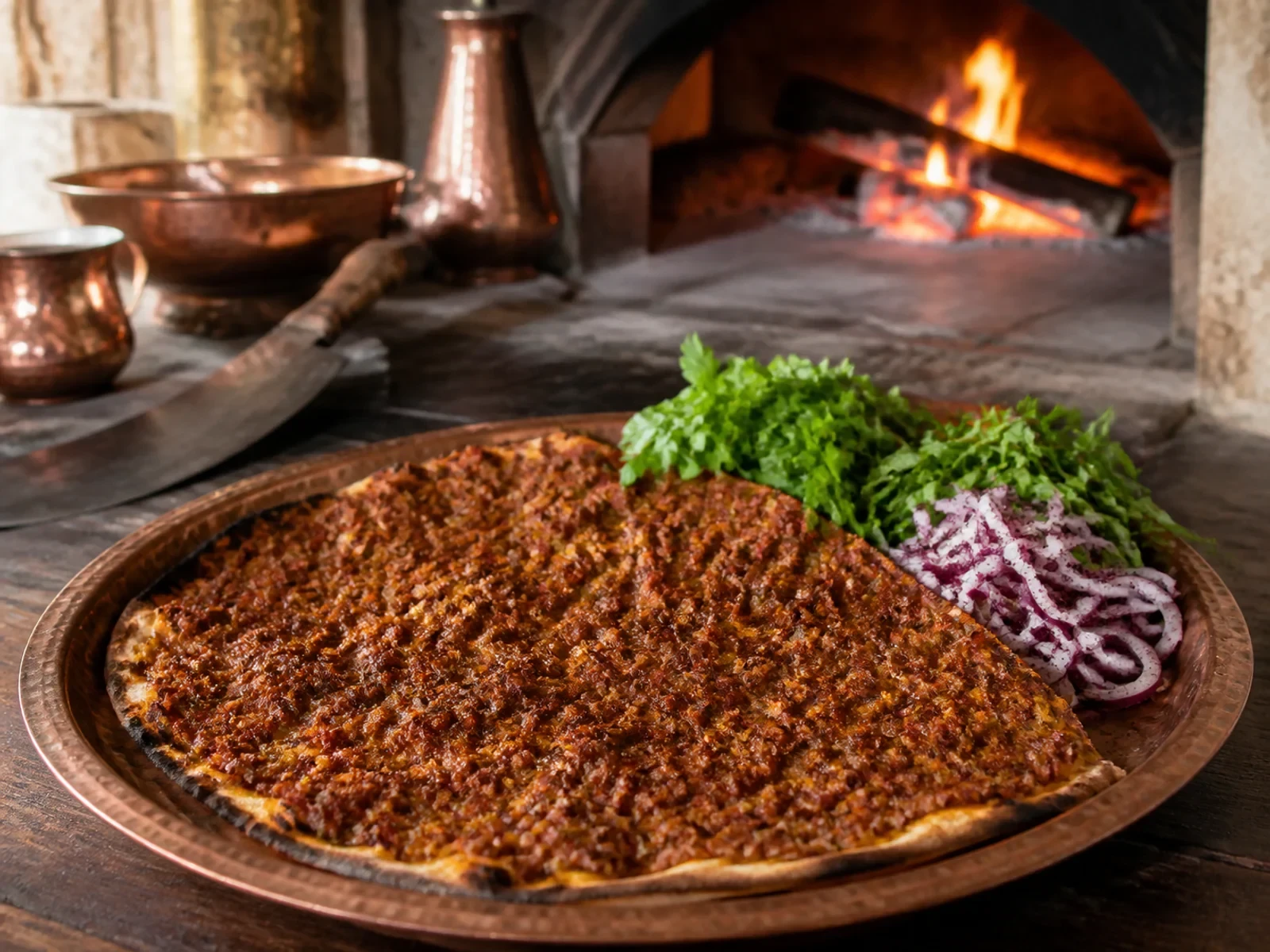 Mayasız Soğanlı İsotlu Urfa Lahmacunu — Kıymalı Ekmek